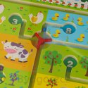 Gra labirynt magnetyczna planszowa drewniana do podróży farma 2 graczy
