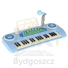 Keyboard dla dzieci pianinko interaktywne organki 37 klawiszy mikrofon statyw niebieskie