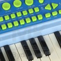 Keyboard dla dzieci pianinko interaktywne organki 37 klawiszy mikrofon statyw niebieskie