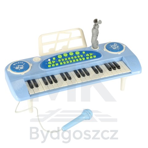 Keyboard dla dzieci pianinko interaktywne organki 37 klawiszy mikrofon statyw niebieskie Keyboard dla dzieci pianinko interaktywne organki 37 klawiszy mikrofon statyw niebieskie