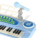 Keyboard dla dzieci pianinko interaktywne organki 37 klawiszy mikrofon statyw niebieskie
