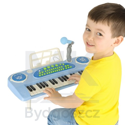 Keyboard dla dzieci pianinko interaktywne organki 37 klawiszy mikrofon statyw niebieskie Keyboard dla dzieci pianinko interaktywne organki 37 klawiszy mikrofon statyw niebieskie