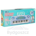 Keyboard dla dzieci pianinko interaktywne organki 37 klawiszy mikrofon statyw niebieskie
