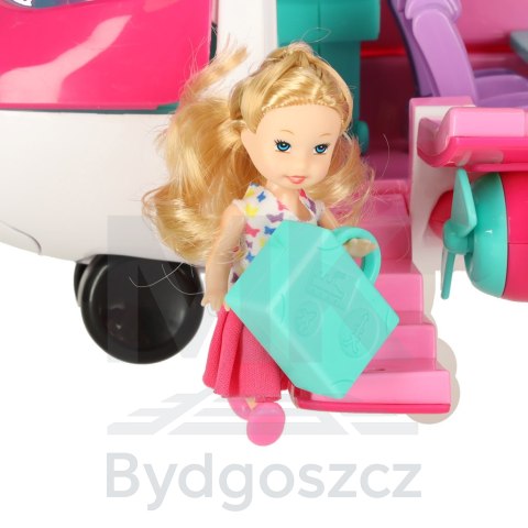 Samolot dla lalek pasażerski 2w1 rozkładany akcesoria różowy Samolot dla lalek pasażerski 2w1 rozkładany akcesoria różowy