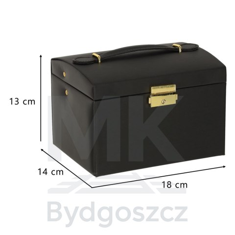 Szkatułka kuferek na biżuterię z szufladami czarna Szkatułka kuferek na biżuterię z szufladami czarna