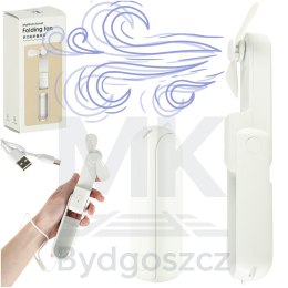 Wiatrak biurkowy wentylator mini ręczny składany wiatraczek przenośny USB biały