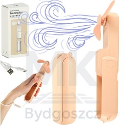 Wiatrak biurkowy wentylator mini ręczny składany wiatraczek przenośny USB różowy