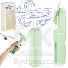 Wiatrak biurkowy wentylator mini ręczny składany wiatraczek przenośny USB zielony