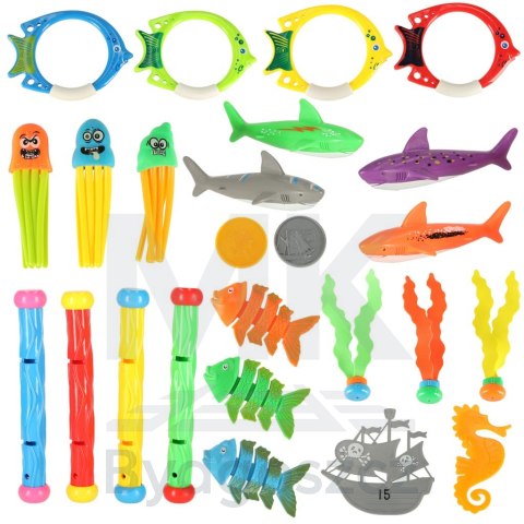Zabawki do basenu wody do nurkowania wyławiania zestaw 27 elementów