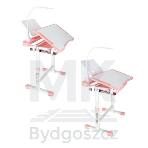 Biurko dziecięce szkolne regulowane krzesło lampka LED USB różowe Biurko dziecięce szkolne regulowane krzesło lampka LED USB różowe