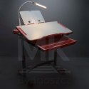 Biurko dziecięce szkolne regulowane krzesło lampka LED USB różowe