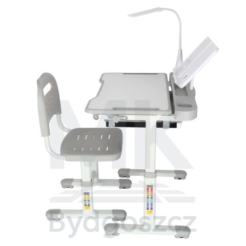 Biurko dziecięce szkolne regulowane krzesło lampka LED USB szare Biurko dziecięce szkolne regulowane krzesło lampka LED USB szare