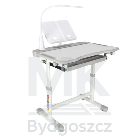 Biurko dziecięce szkolne regulowane krzesło lampka LED USB szare Biurko dziecięce szkolne regulowane krzesło lampka LED USB szare