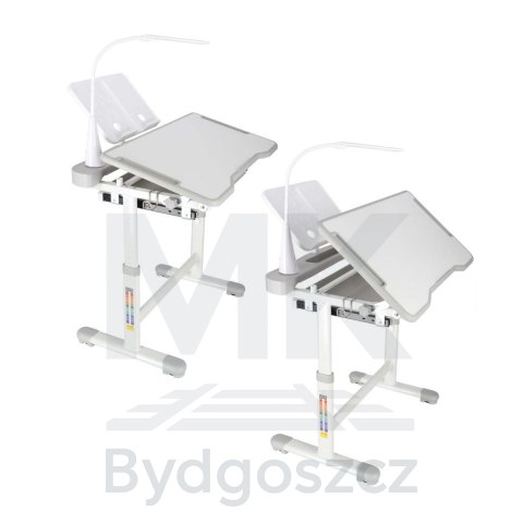 Biurko dziecięce szkolne regulowane krzesło lampka LED USB szare Biurko dziecięce szkolne regulowane krzesło lampka LED USB szare
