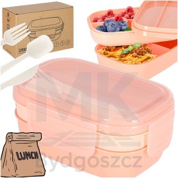Lunch box śniadaniówka pudełko śniadaniowe z przegródkami dzielone 1900ml morelowe