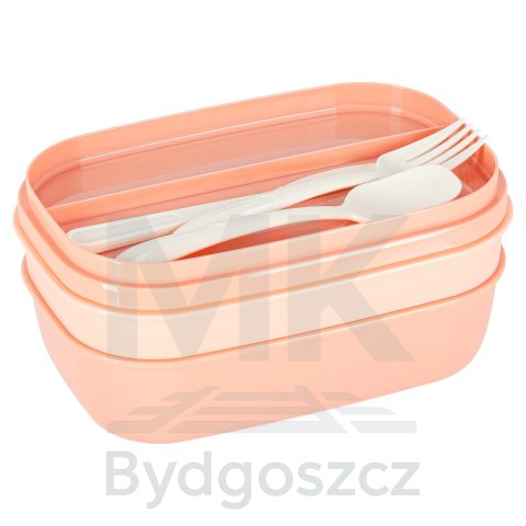 Lunch box śniadaniówka pudełko śniadaniowe z przegródkami dzielone 1900ml morelowe Lunch box śniadaniówka pudełko śniadaniowe z przegródkami dzielone 1900ml morelowe