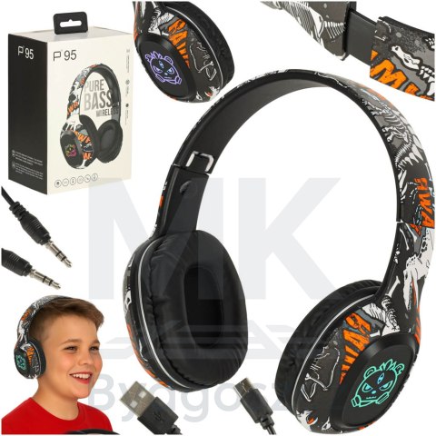 Słuchawki bezprzewodowe nauszne Bluetooth Gaming Sport czarne