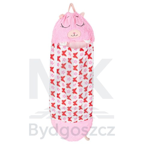 Śpiwór do spania dla dzieci turystyczny poduszka 2w1 135x50cm różowy Śpiwór do spania dla dzieci turystyczny poduszka 2w1 135x50cm różowy
