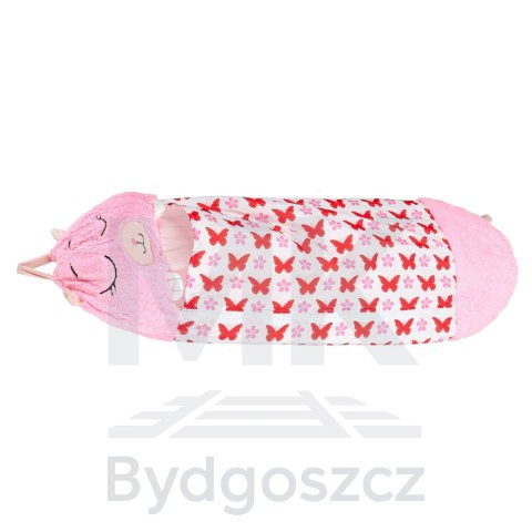 Śpiwór do spania dla dzieci turystyczny poduszka 2w1 135x50cm różowy Śpiwór do spania dla dzieci turystyczny poduszka 2w1 135x50cm różowy