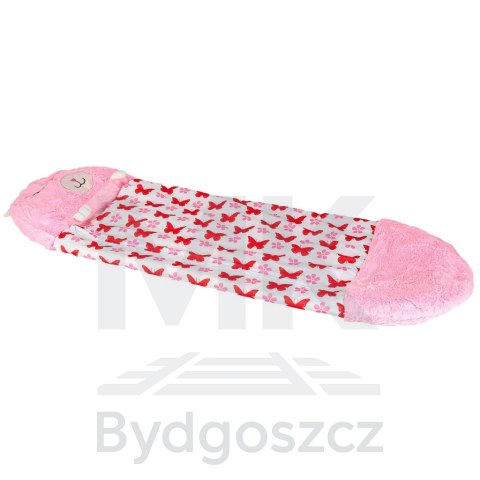 Śpiwór do spania dla dzieci turystyczny poduszka 2w1 135x50cm różowy Śpiwór do spania dla dzieci turystyczny poduszka 2w1 135x50cm różowy