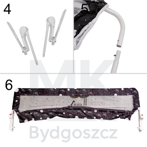 Barierka osłona ochronna do łóżka otwierana 200 cm czarna Barierka osłona ochronna do łóżka otwierana 200 cm czarna