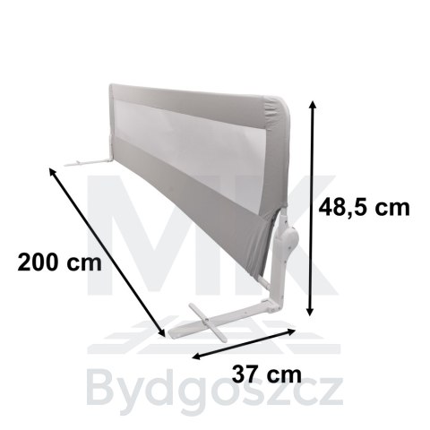 Barierka osłona ochronna do łóżka otwierana 200 cm szara Barierka osłona ochronna do łóżka otwierana 200 cm szara