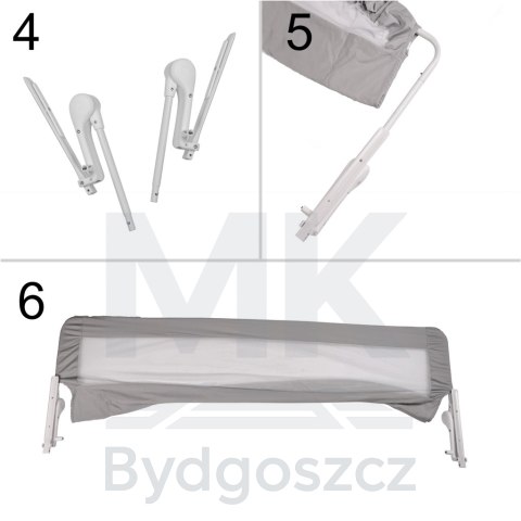 Barierka osłona ochronna do łóżka otwierana 200 cm szara Barierka osłona ochronna do łóżka otwierana 200 cm szara