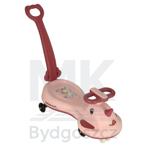 Jeździk grawitacyjny LED Swing FIX S1 skuter z rączką różowy max 65kg Jeździk grawitacyjny LED Swing FIX S1 skuter z rączką różowy max 65kg