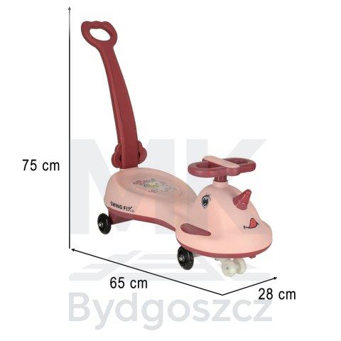 Jeździk grawitacyjny LED Swing FIX S1 skuter z rączką różowy max 65kg Jeździk grawitacyjny LED Swing FIX S1 skuter z rączką różowy max 65kg