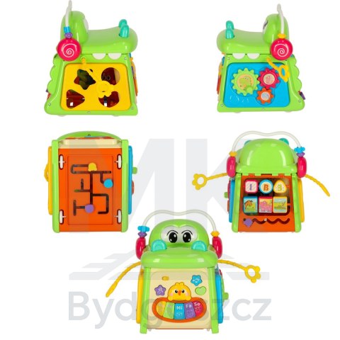 Kostka edukacyjna sorter z pianinkiem krokodyl 4w1 Kostka edukacyjna sorter z pianinkiem krokodyl 4w1