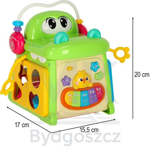 Kostka edukacyjna sorter z pianinkiem krokodyl 4w1 Kostka edukacyjna sorter z pianinkiem krokodyl 4w1