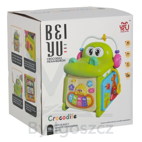 Kostka edukacyjna sorter z pianinkiem krokodyl 4w1 Kostka edukacyjna sorter z pianinkiem krokodyl 4w1