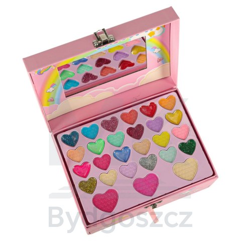Kuferek zestaw kosmetyków do makijażu i paznokci makeup kosmetyki cienie lakiery szuflady jednorożec Kuferek zestaw kosmetyków do makijażu i paznokci makeup kosmetyki cienie lakiery szuflady jednorożec