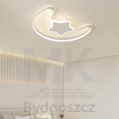 Lampa LED sufitowa plafon do pokoju dziecięcego ściemniana LUMELA + pilot księżyc biała Lampa LED sufitowa plafon do pokoju dziecięcego ściemniana LUMELA + pilot księżyc biała