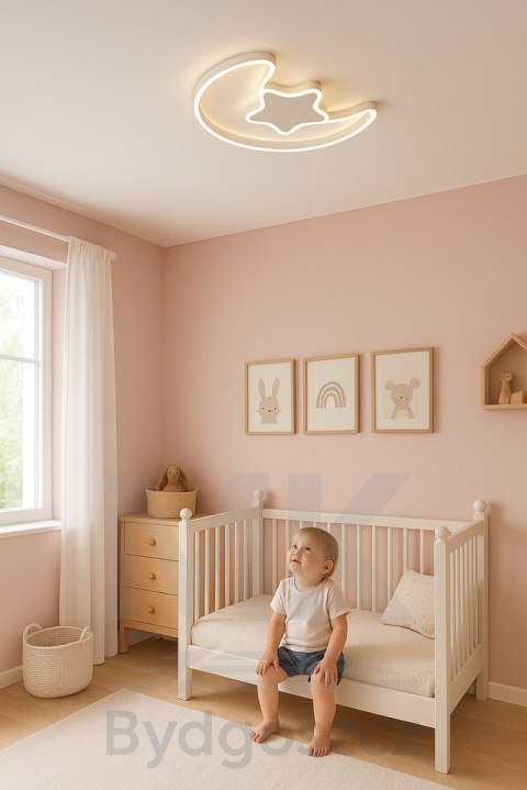 Lampa LED sufitowa plafon do pokoju dziecięcego ściemniana LUMELA + pilot księżyc biała Lampa LED sufitowa plafon do pokoju dziecięcego ściemniana LUMELA + pilot księżyc biała