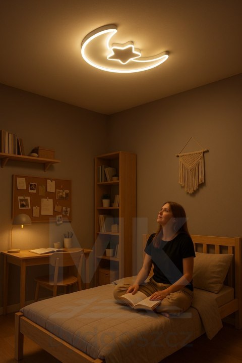 Lampa LED sufitowa plafon do pokoju dziecięcego ściemniana LUMELA + pilot księżyc biała Lampa LED sufitowa plafon do pokoju dziecięcego ściemniana LUMELA + pilot księżyc biała