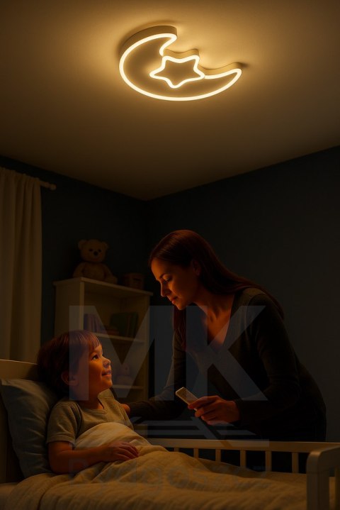 Lampa LED sufitowa plafon do pokoju dziecięcego ściemniana LUMELA + pilot księżyc biała Lampa LED sufitowa plafon do pokoju dziecięcego ściemniana LUMELA + pilot księżyc biała