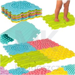 Mata sensoryczna puzzle montessori do masażu stóp 8 elementów pastelowe
