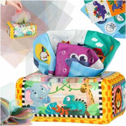 Sorter pudełko z chusteczkami sensoryczne montessori pluszowe cyfry litery