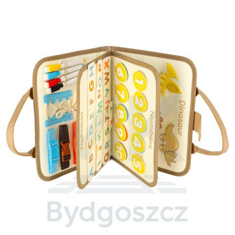 Tablica manipulacyjna sensoryczna montessori walizka dinozaury Tablica manipulacyjna sensoryczna montessori walizka dinozaury