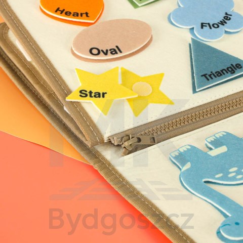 Tablica manipulacyjna sensoryczna montessori walizka dinozaury Tablica manipulacyjna sensoryczna montessori walizka dinozaury