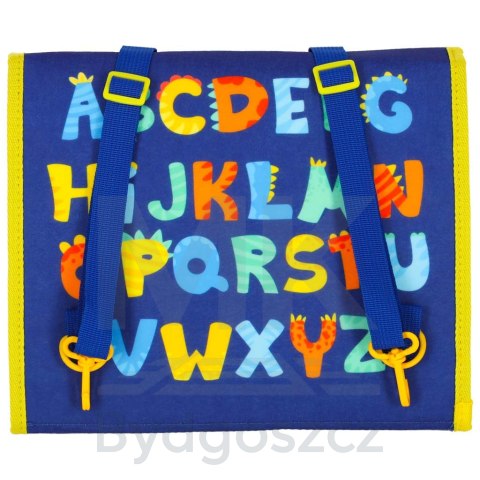 Tablica manipulacyjna sensoryczna montessori walizka plecak niebieska Tablica manipulacyjna sensoryczna montessori walizka plecak niebieska