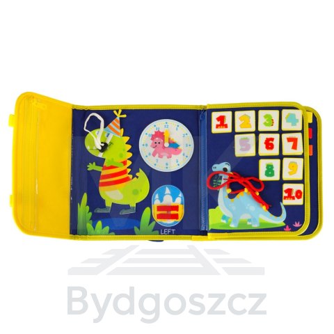 Tablica manipulacyjna sensoryczna montessori walizka plecak niebieska Tablica manipulacyjna sensoryczna montessori walizka plecak niebieska