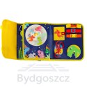 Tablica manipulacyjna sensoryczna montessori walizka plecak niebieska