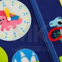 Tablica manipulacyjna sensoryczna montessori walizka plecak niebieska