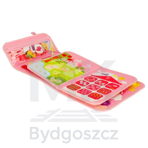 Tablica manipulacyjna sensoryczna montessori walizka plecak różowa Tablica manipulacyjna sensoryczna montessori walizka plecak różowa
