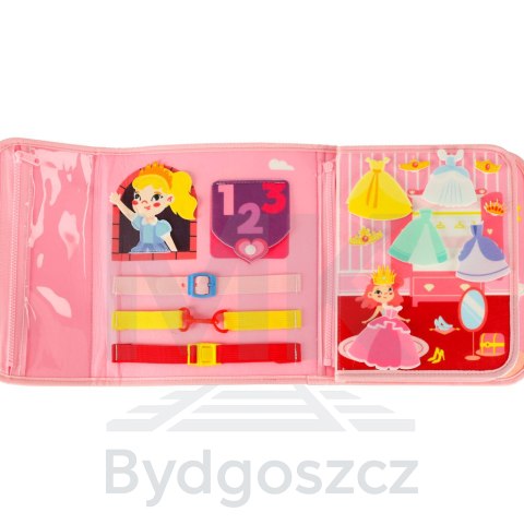 Tablica manipulacyjna sensoryczna montessori walizka plecak różowa Tablica manipulacyjna sensoryczna montessori walizka plecak różowa
