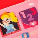 Tablica manipulacyjna sensoryczna montessori walizka plecak różowa