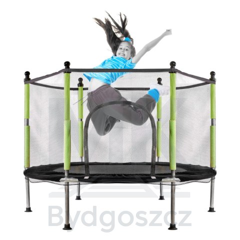 Trampolina do domu ogrodu dla dzieci siatka piłki 140cm 55inch zielona Trampolina do domu ogrodu dla dzieci siatka piłki 140cm 55inch zielona