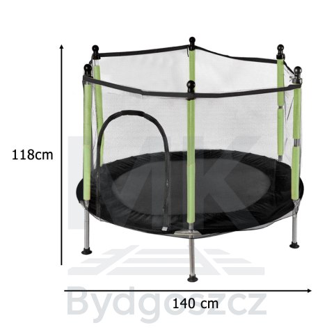 Trampolina do domu ogrodu dla dzieci siatka piłki 140cm 55inch zielona Trampolina do domu ogrodu dla dzieci siatka piłki 140cm 55inch zielona